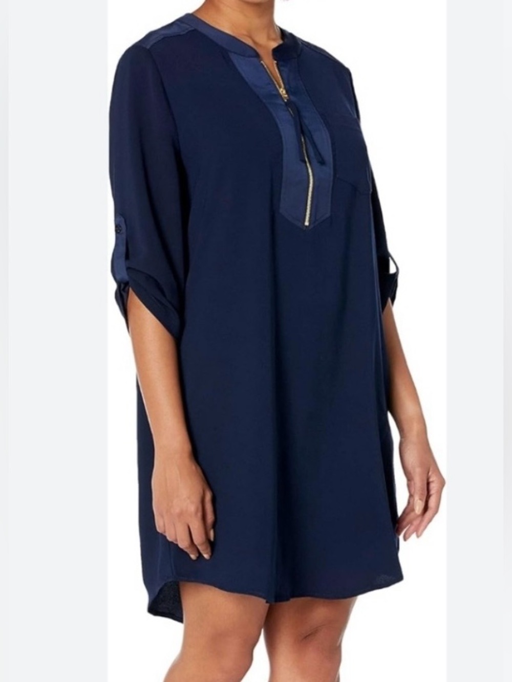 New $258 Trina Turk Navy Kaiko 3/4 Sleeve Dress size Small